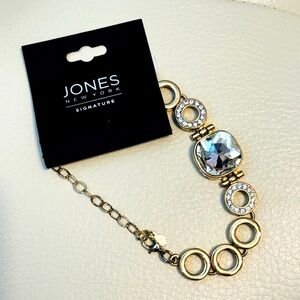 Jones New York Gold Bracelet Studded Faux Crystals Chain Link Contemporary style